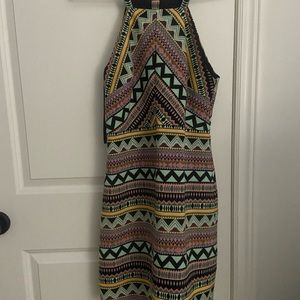 Patterned and colourful knee length dress